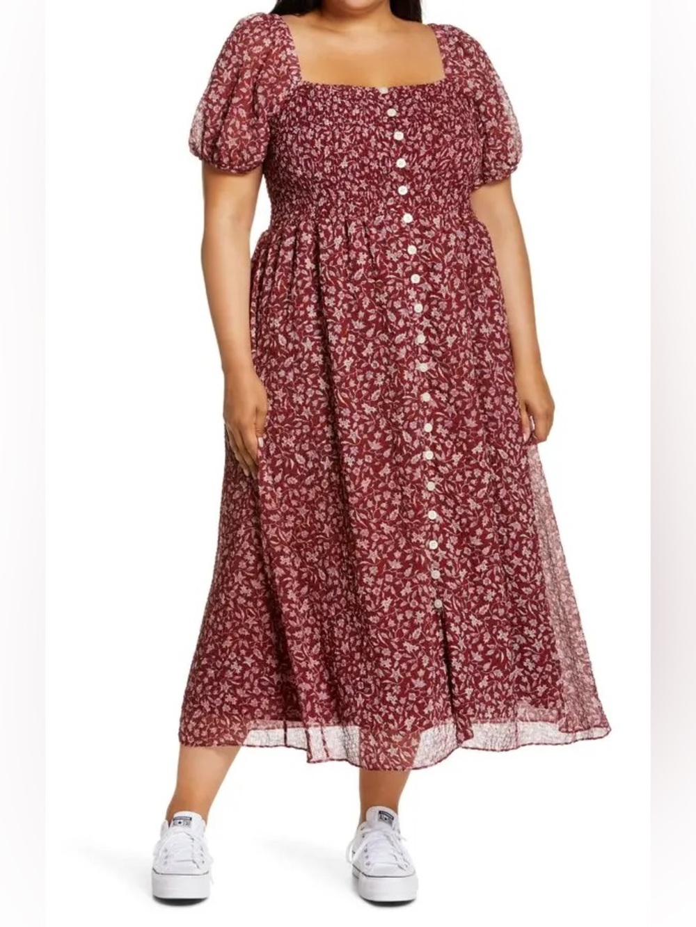 Madewell Lucie Smocked Midi Dress